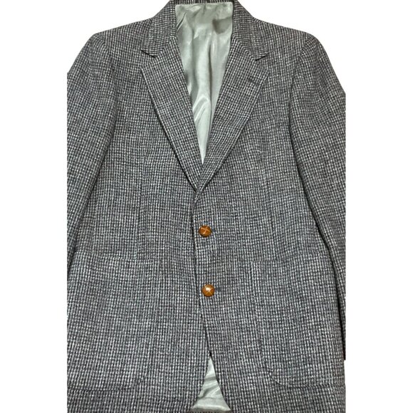 VTG HARRIS TWEED SPORT COAT SZ 40R GRAY 2 BUTTON FULLY LINED MENS - Picture 5 of 6